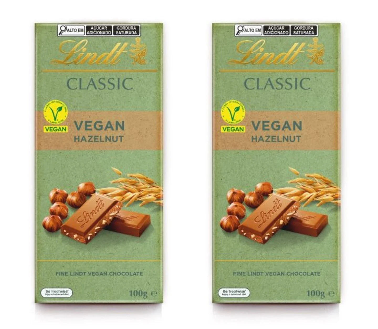 2 unidades Lindt Classic Recipe Vegano Avelãs 100g