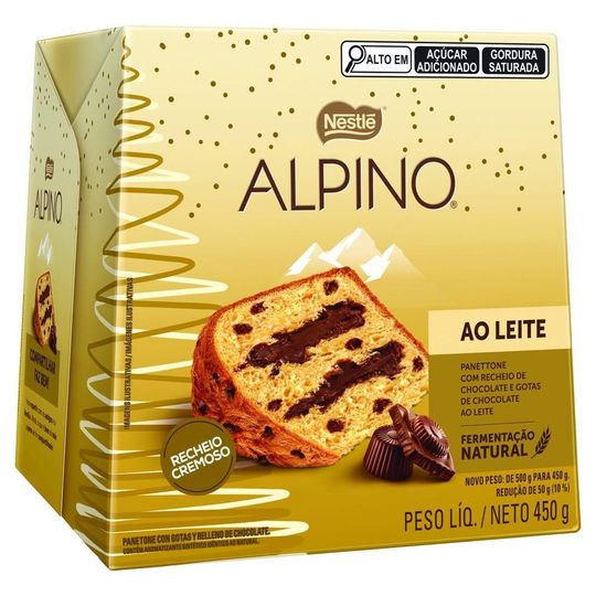 Panettone com Gotas de Chocolate ao Leite Recheio Chocolate Alpino Nestlé 450g